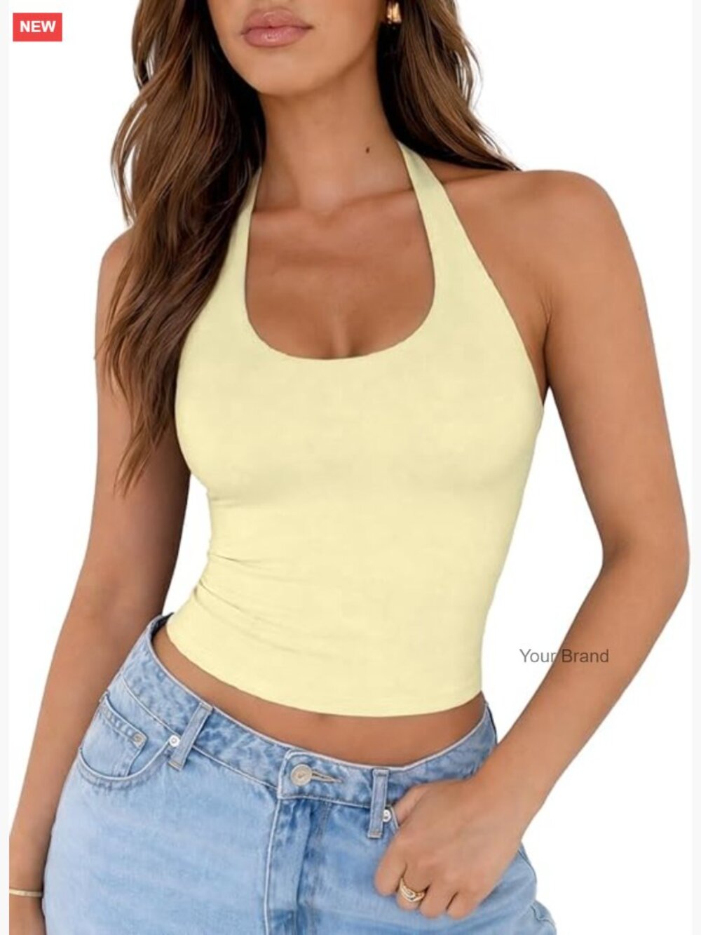 Slim Fit Halter Neck Backless Going Out Tank Top Y2k Summer Sleeveless